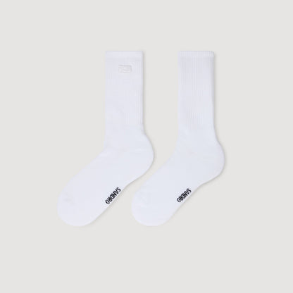 Double-S- Sock Embroidered Socks White