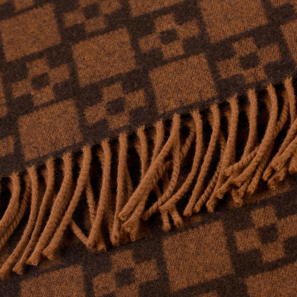 Square Cross Scarf Wool Scarf Cognac