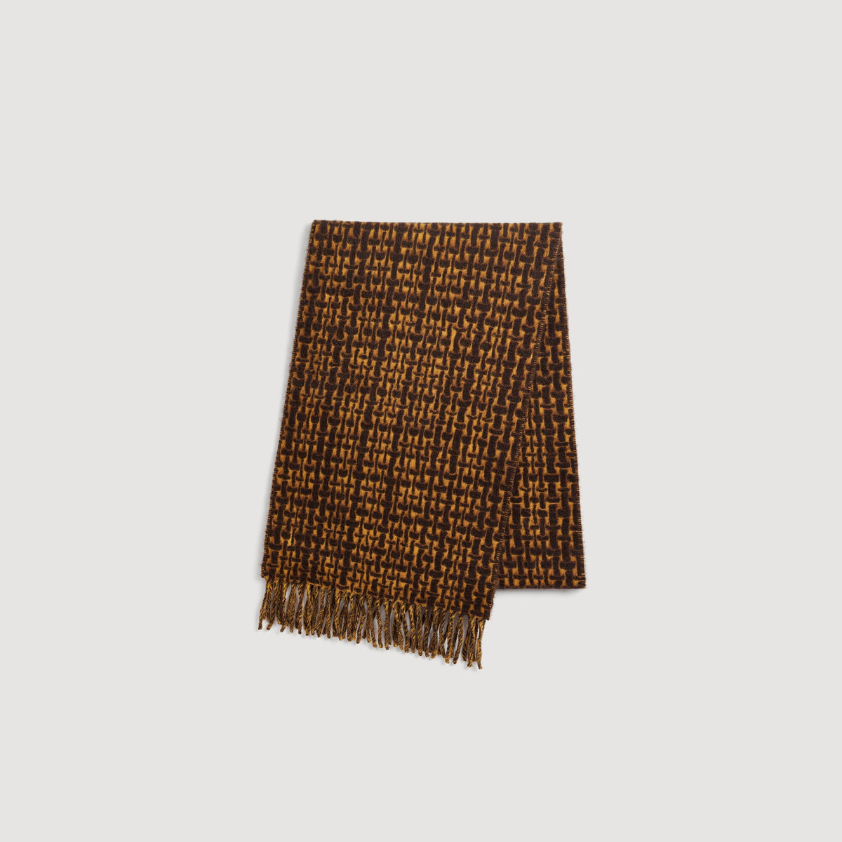Thread Scarf Fringed wool scarf Mustard
