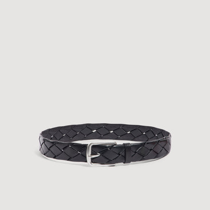 Large Woven Belt Braided veg-tanned leather belt Black