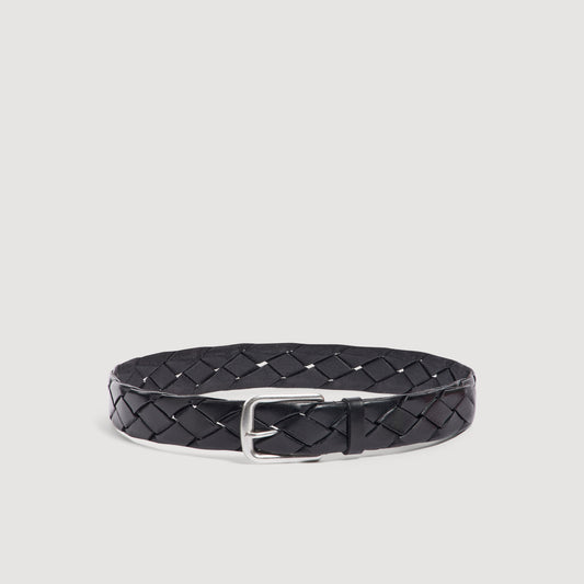Large Woven Belt Braided veg-tanned leather belt Black