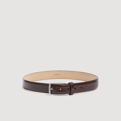 Classic Belt Shiny Glazed leather belt Chocolate