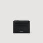 New Zipper Reconstituted Leather Card Holder Black