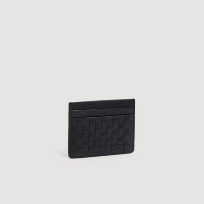 Holder Woven Braided leather card holder Black