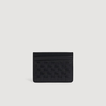 Holder Woven Braided leather card holder Black