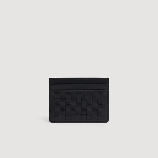 Holder Woven Braided leather card holder Black