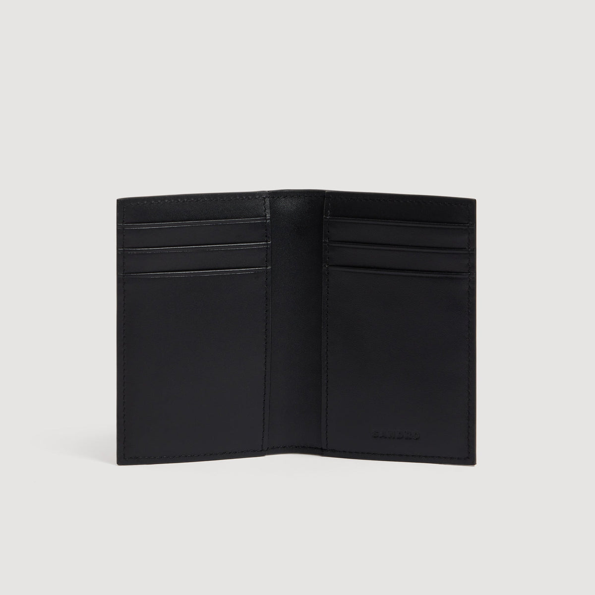 Folded Woven Braided leather card holder Black
