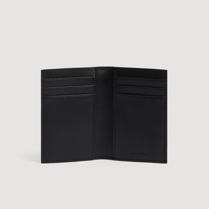 Folded Woven Braided leather card holder Black