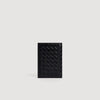 Folded Woven Braided leather card holder Black