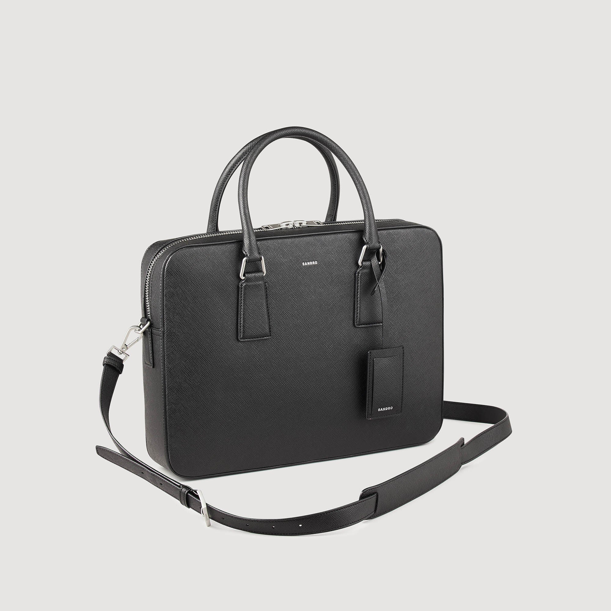 Downtown Large Update Briefcase In Certified Leather Black