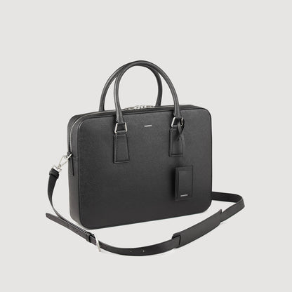 Downtown Large Update Briefcase In Certified Leather Black