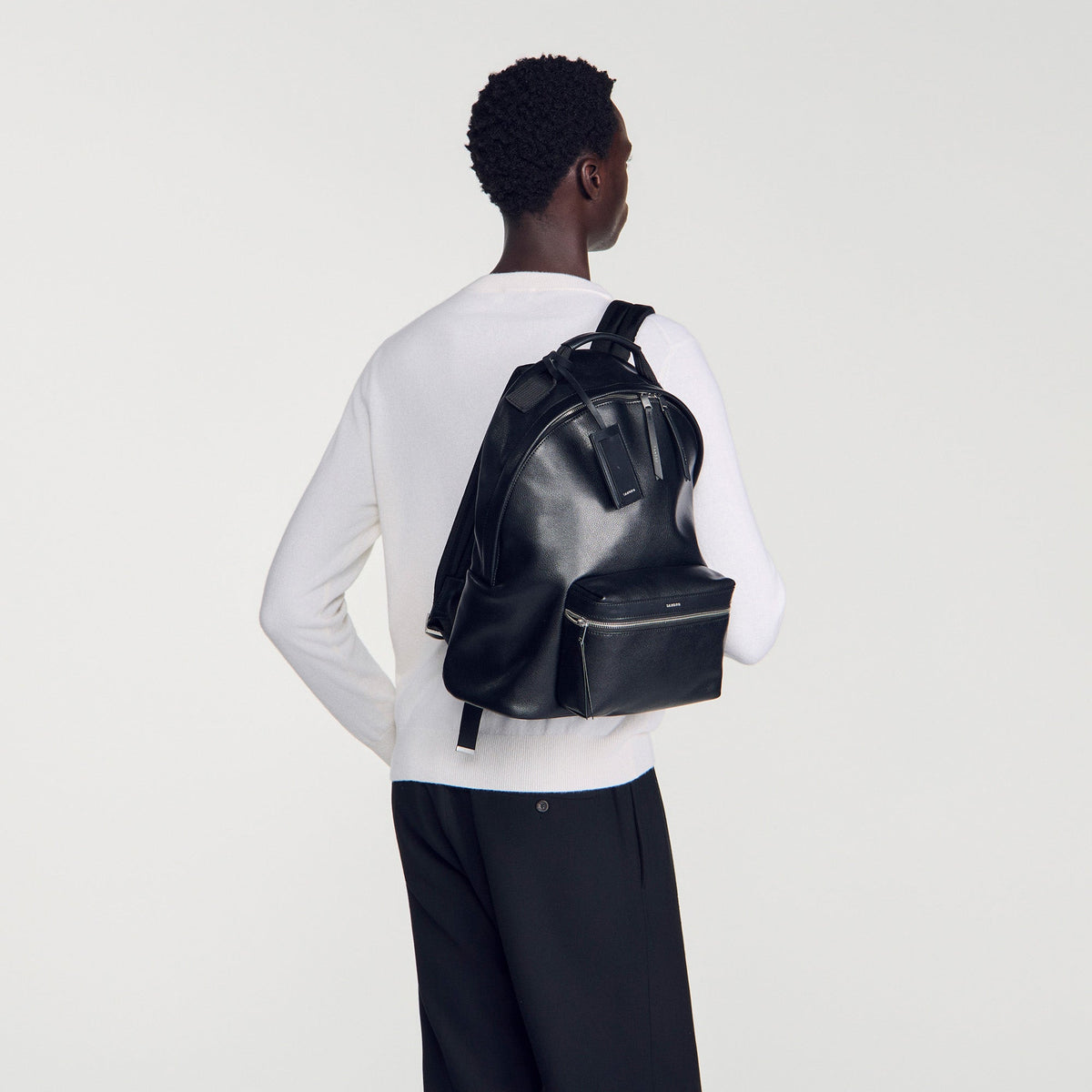 Backpack Regrain Reconstituted leather rucksack Black