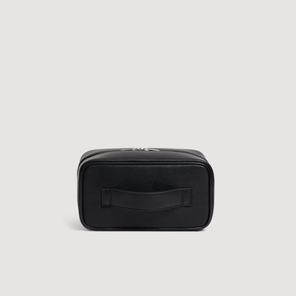 Wash Regrain Leather toilet bag Black