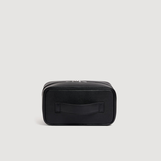 Wash Regrain Leather toilet bag Black