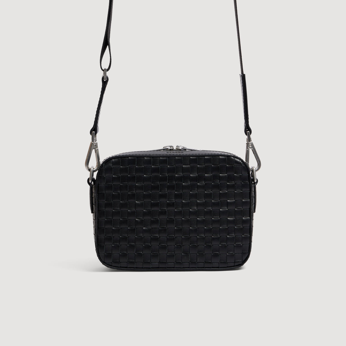 Minibag Hook Woven Small Saffiano leather bag Black