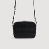 Minibag Hook Woven Small Saffiano leather bag Black