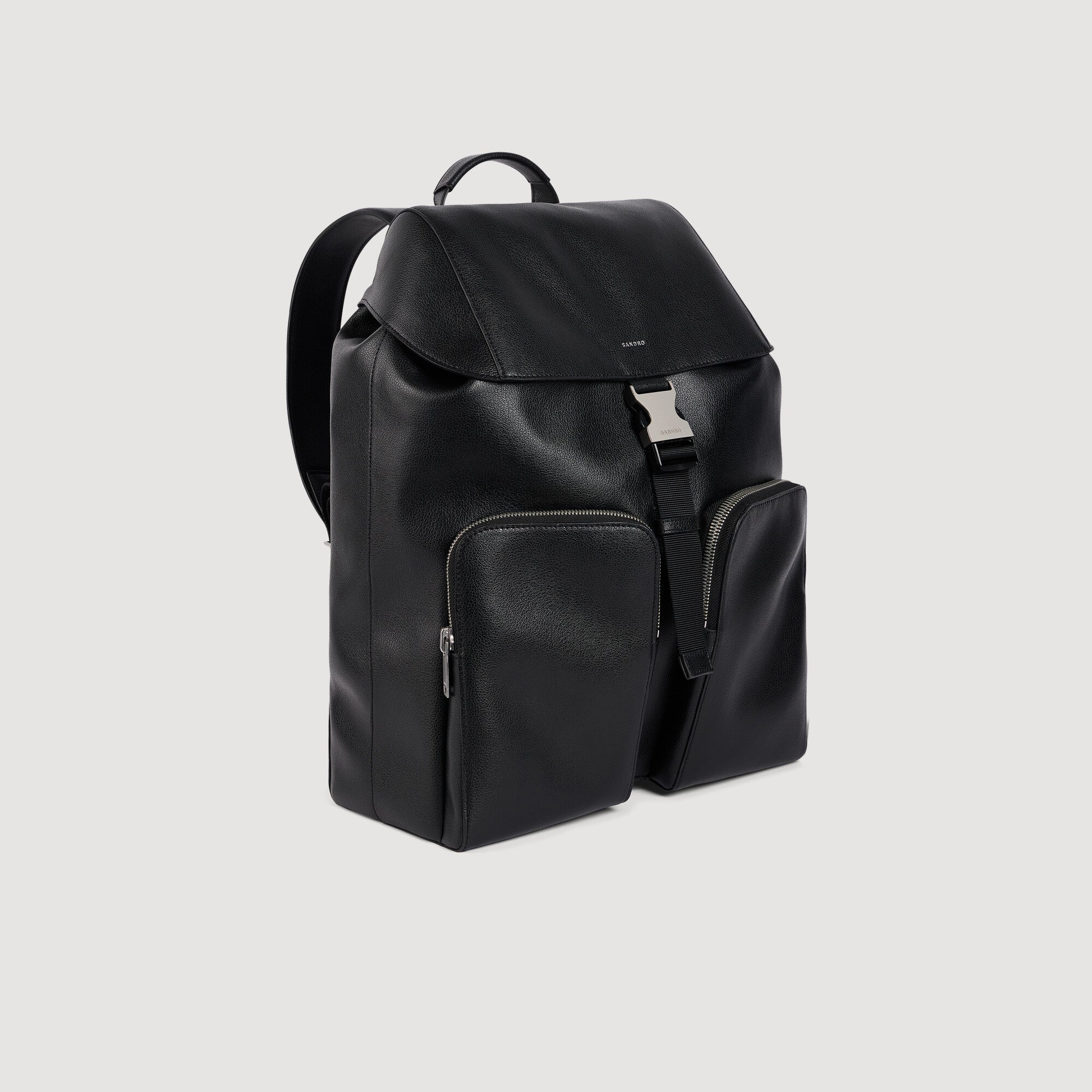 Pocket Backpack Reconstituted leather rucksack Black