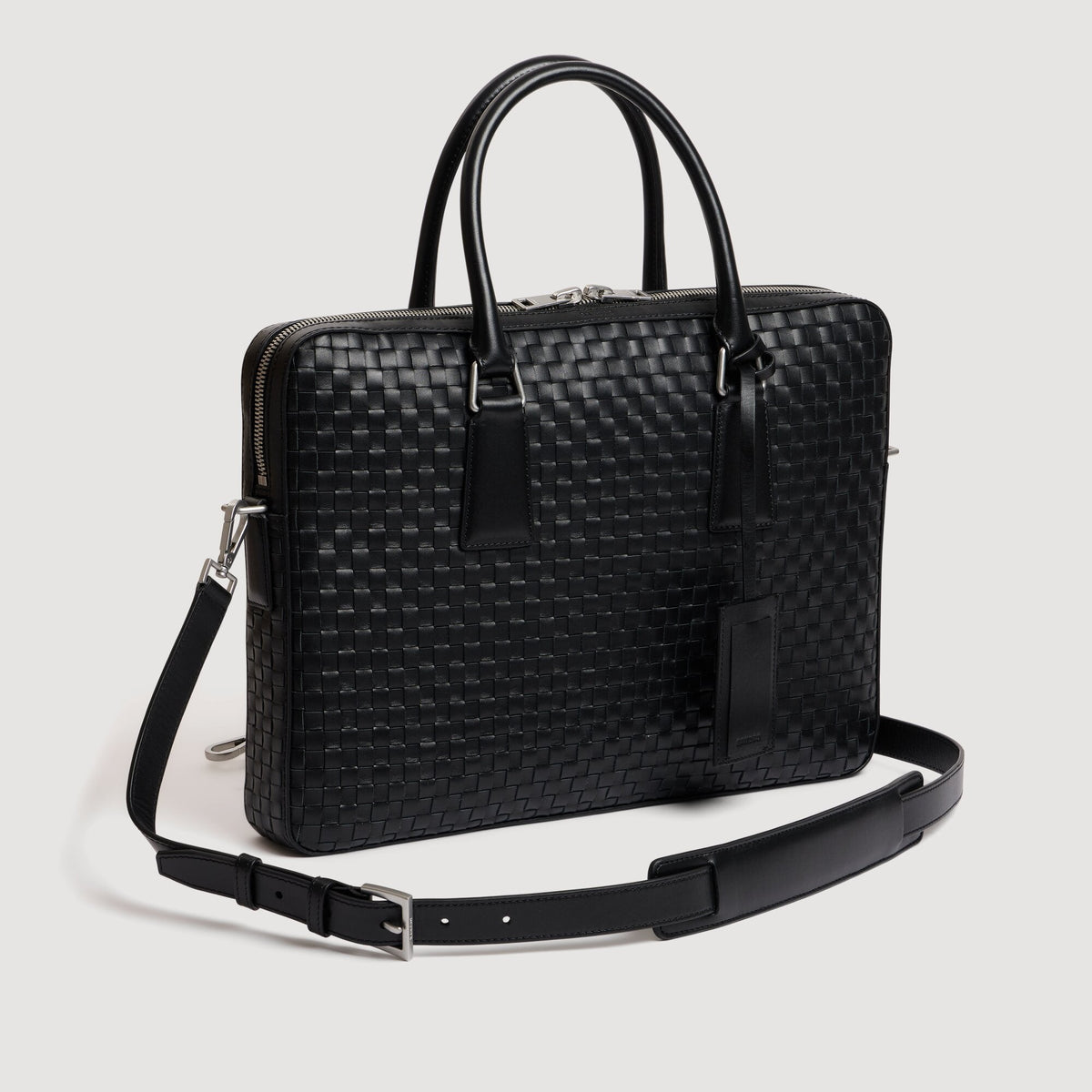 Downtown Woven Soft Woven leather briefcase Black
