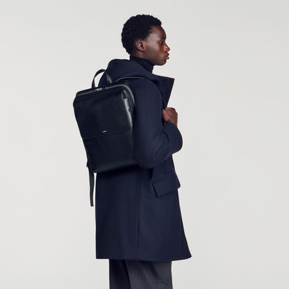 Backpack Vertical Regrain Reconstituted leather rucksack Black