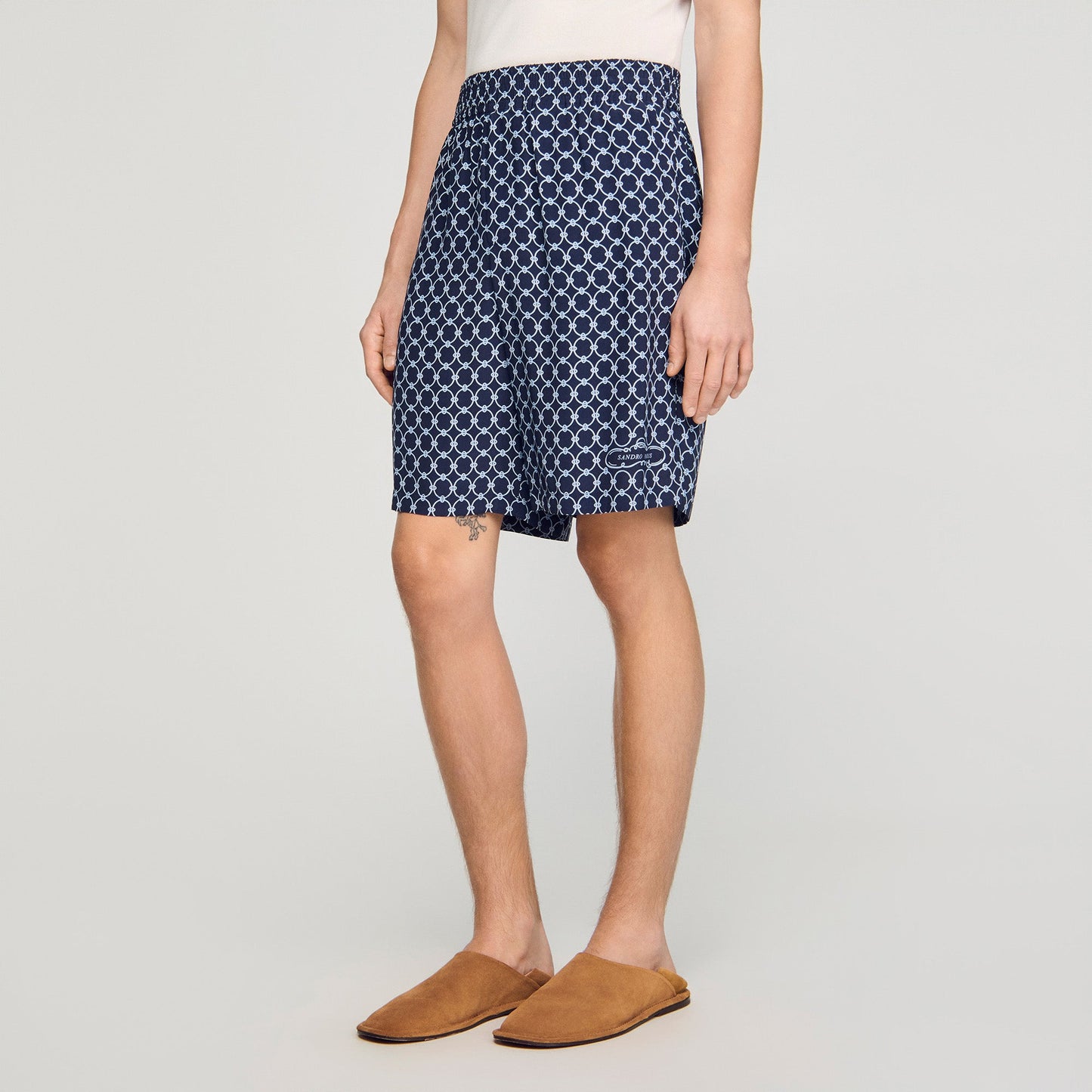 Catena Short Link Print Floaty Shorts Navy Blue