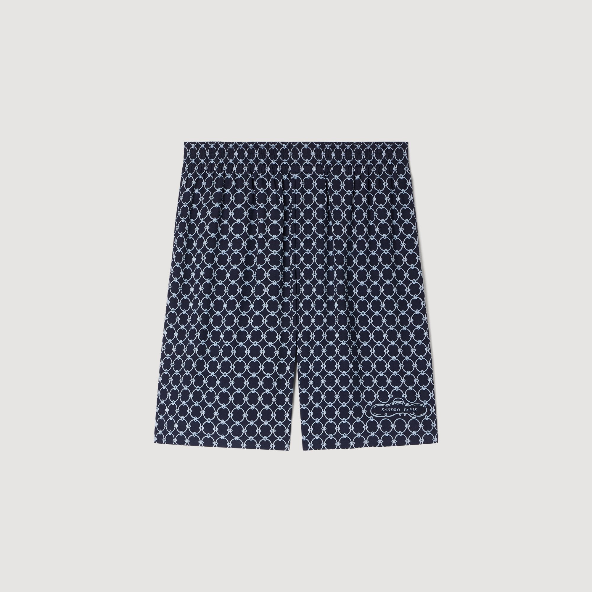 Catena Short Link Print Floaty Shorts Navy Blue