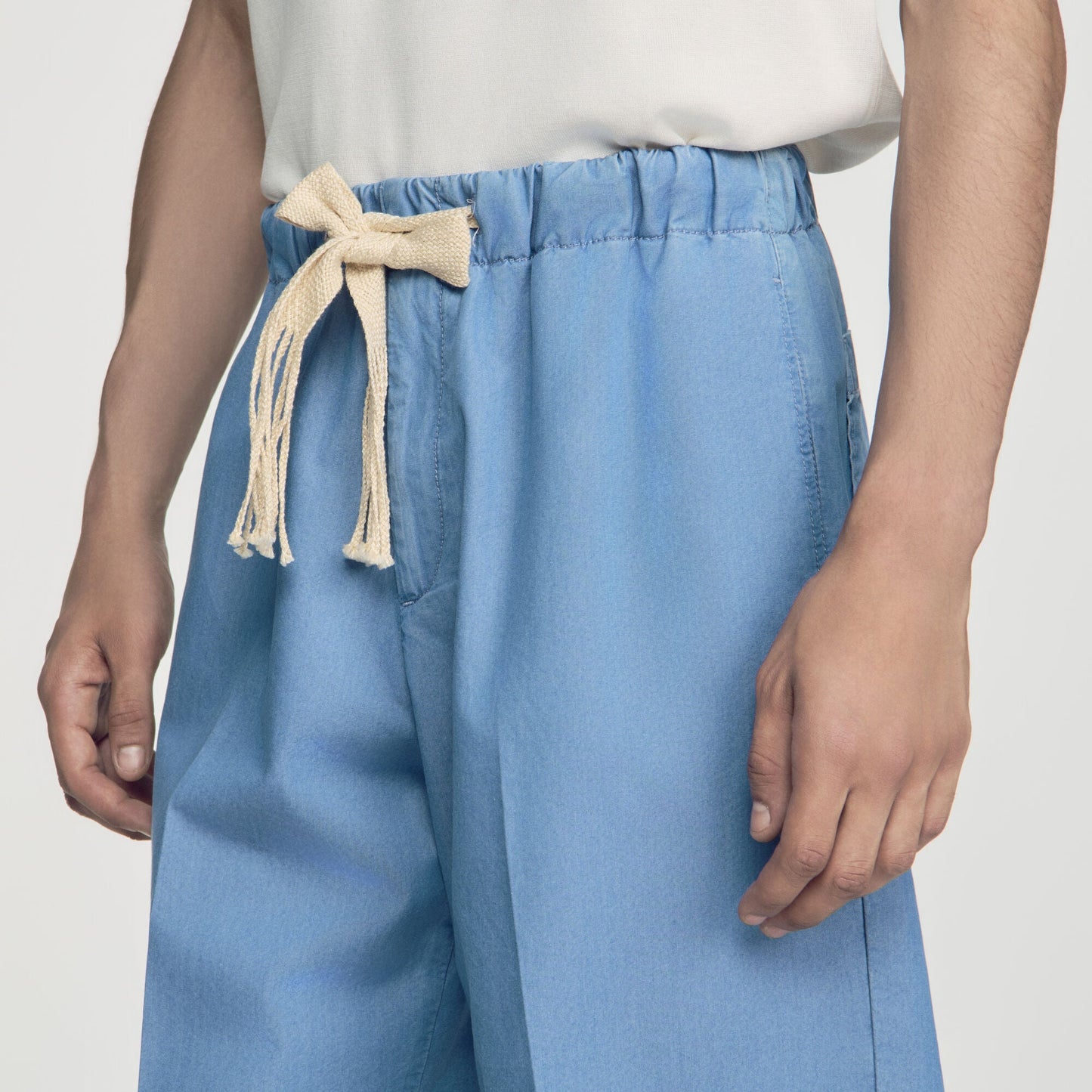 Rope Denim Shorts Faded cotton shorts Chambray