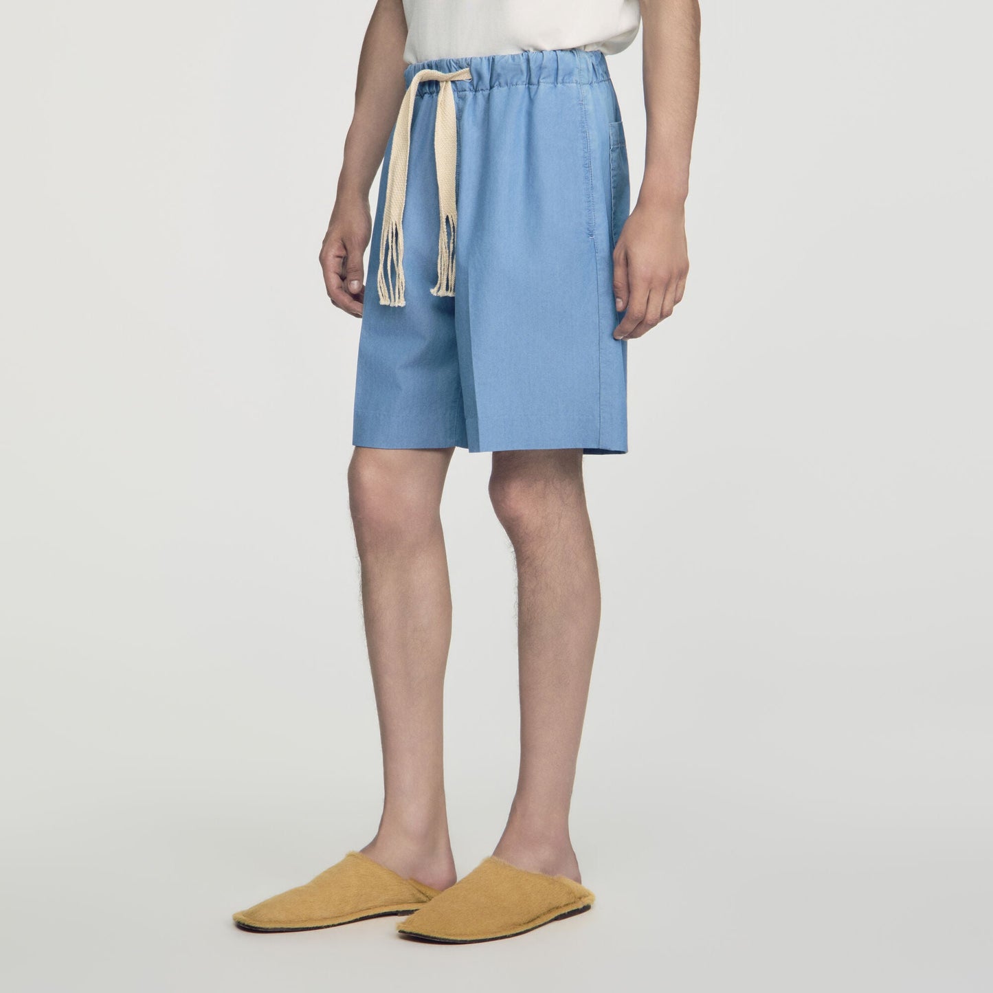 Rope Denim Shorts Faded cotton shorts Chambray