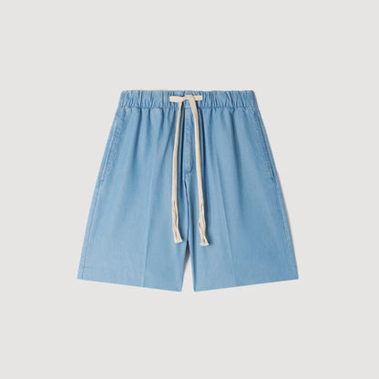 Rope Denim Shorts Faded cotton shorts Chambray