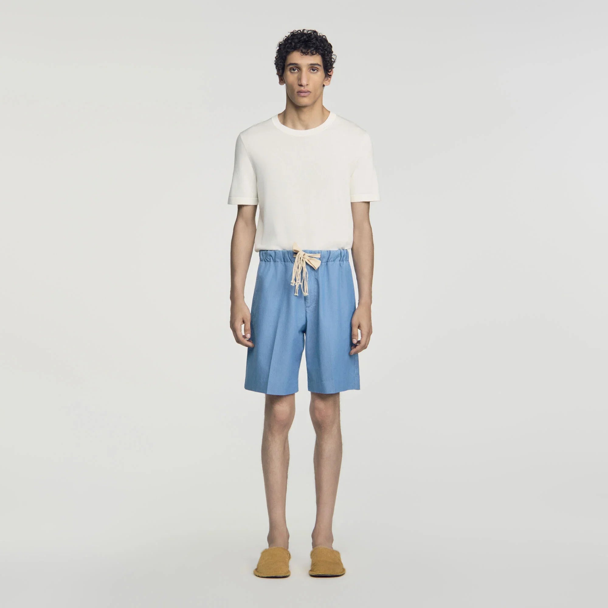 Rope Denim Shorts Faded cotton shorts Chambray