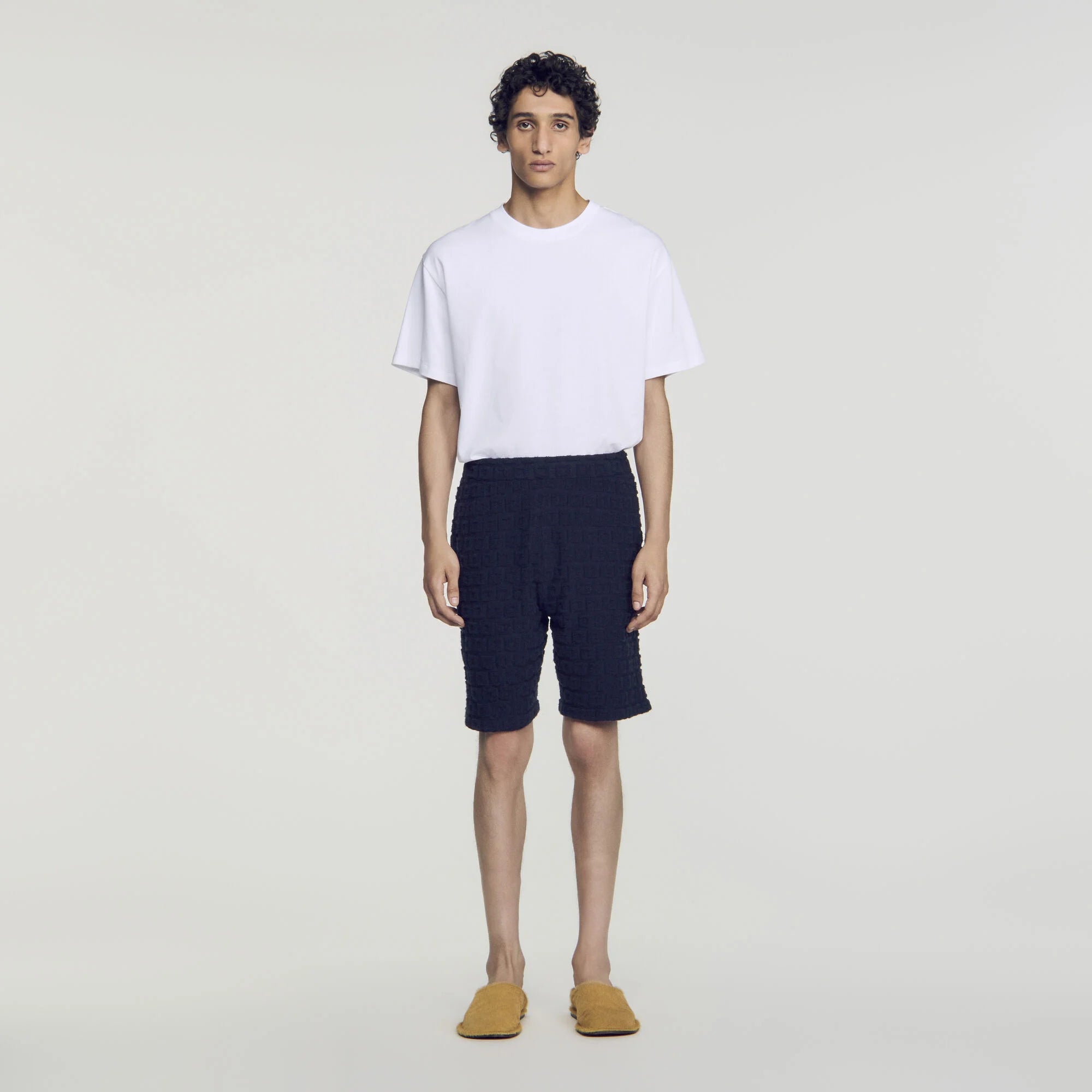 Sponge Shorts Terry Cloth Shorts Navy Blue
