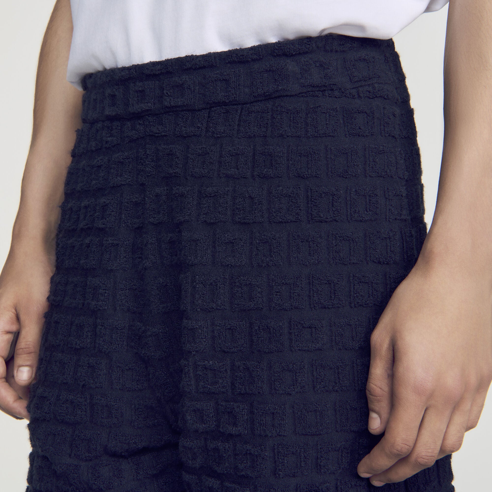 Sponge Shorts Terry Cloth Shorts Navy Blue