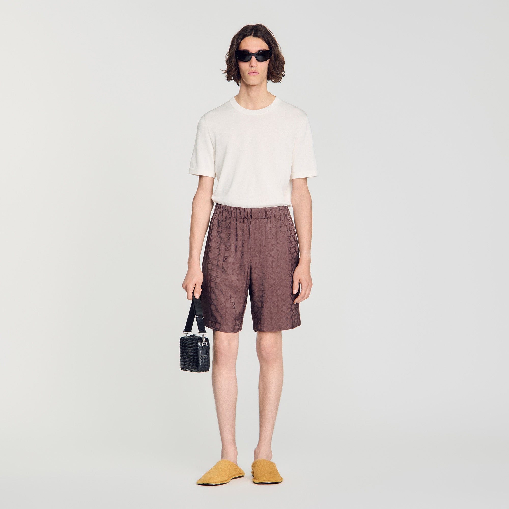 Jacquard Cross Short Square Cross patterned shorts Chocolate