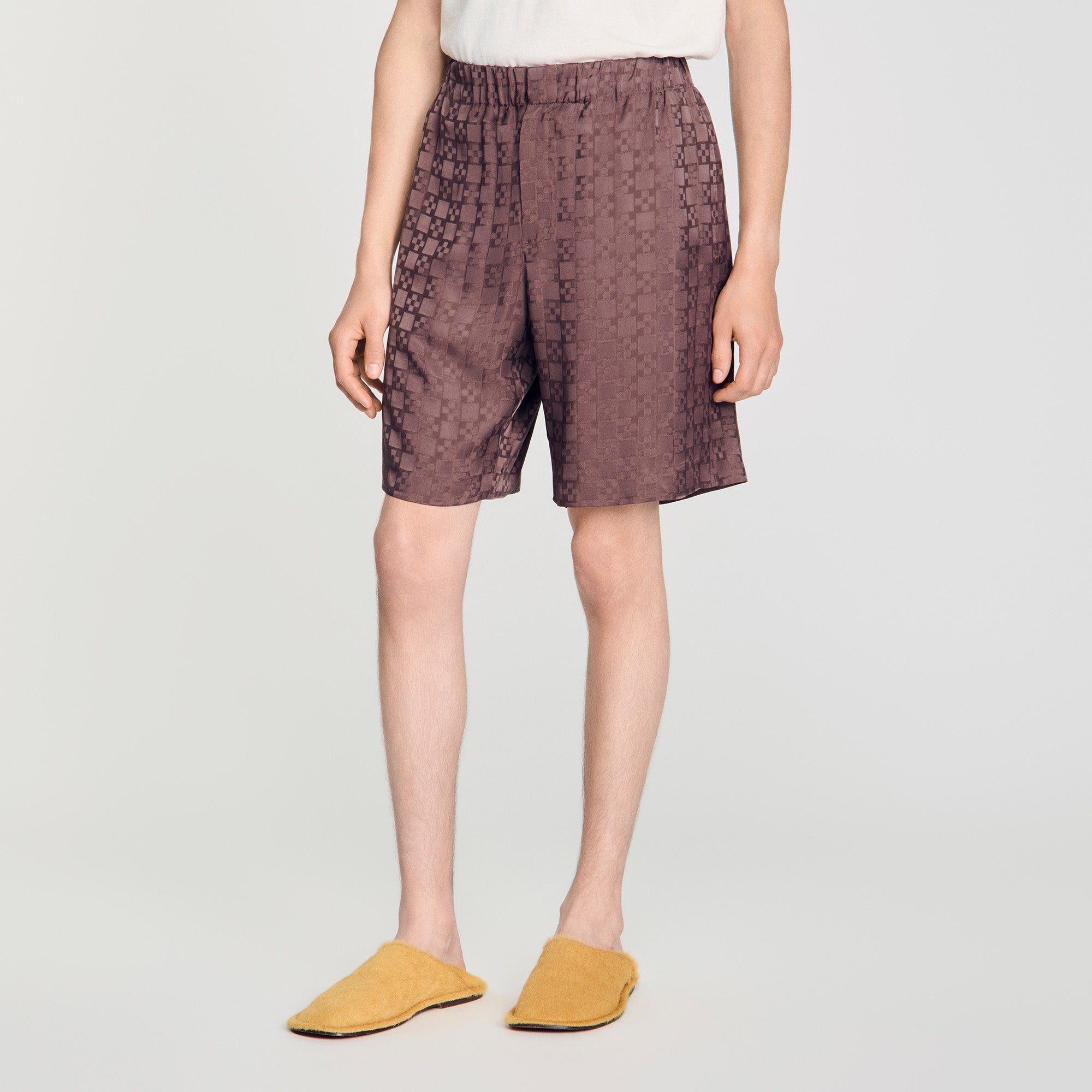 Jacquard Cross Short Square Cross patterned shorts Chocolate