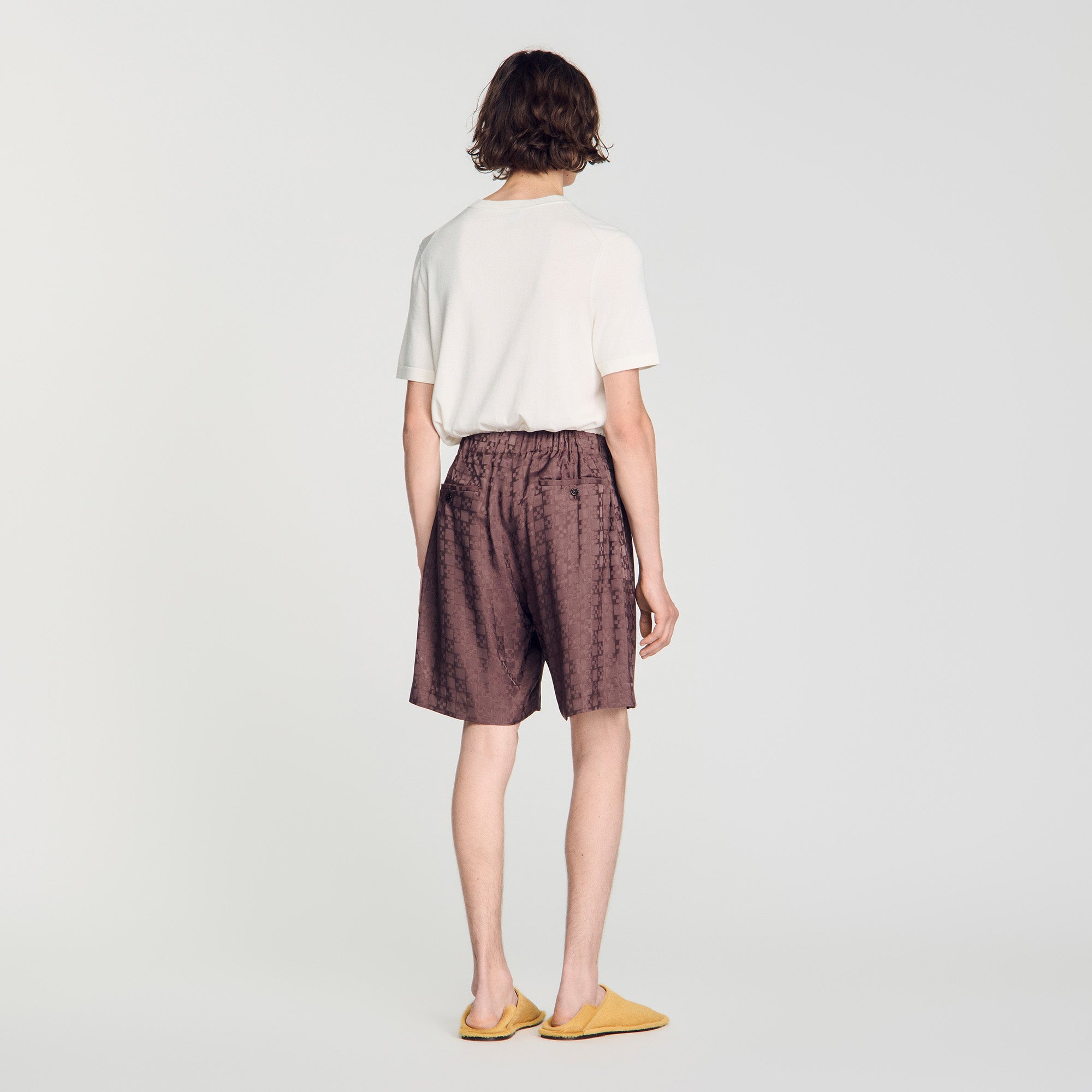 Jacquard Cross Short Square Cross patterned shorts Chocolate