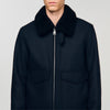 Aviator Wool Aviator Jacket With Shearling Navy Blue