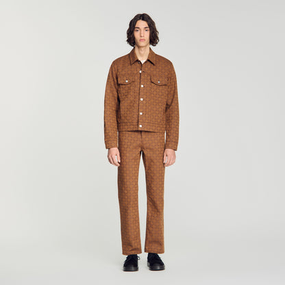 Trucker Padded Cross Square Cross denim jacket Tobacco Brown
