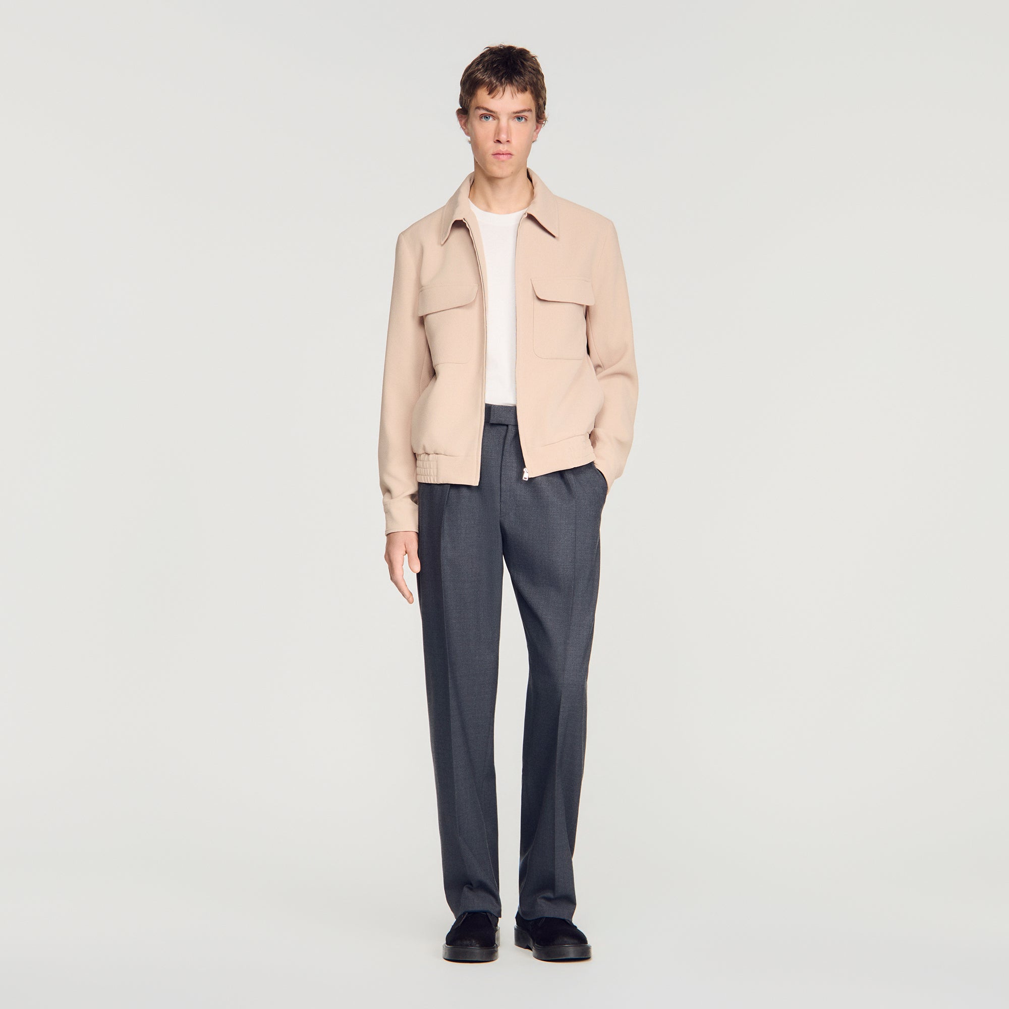 New Fifties Waffle-Effect Zip-Up Jacket Cappucino