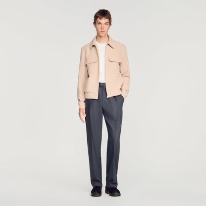 New Fifties Waffle-Effect Zip-Up Jacket Cappucino