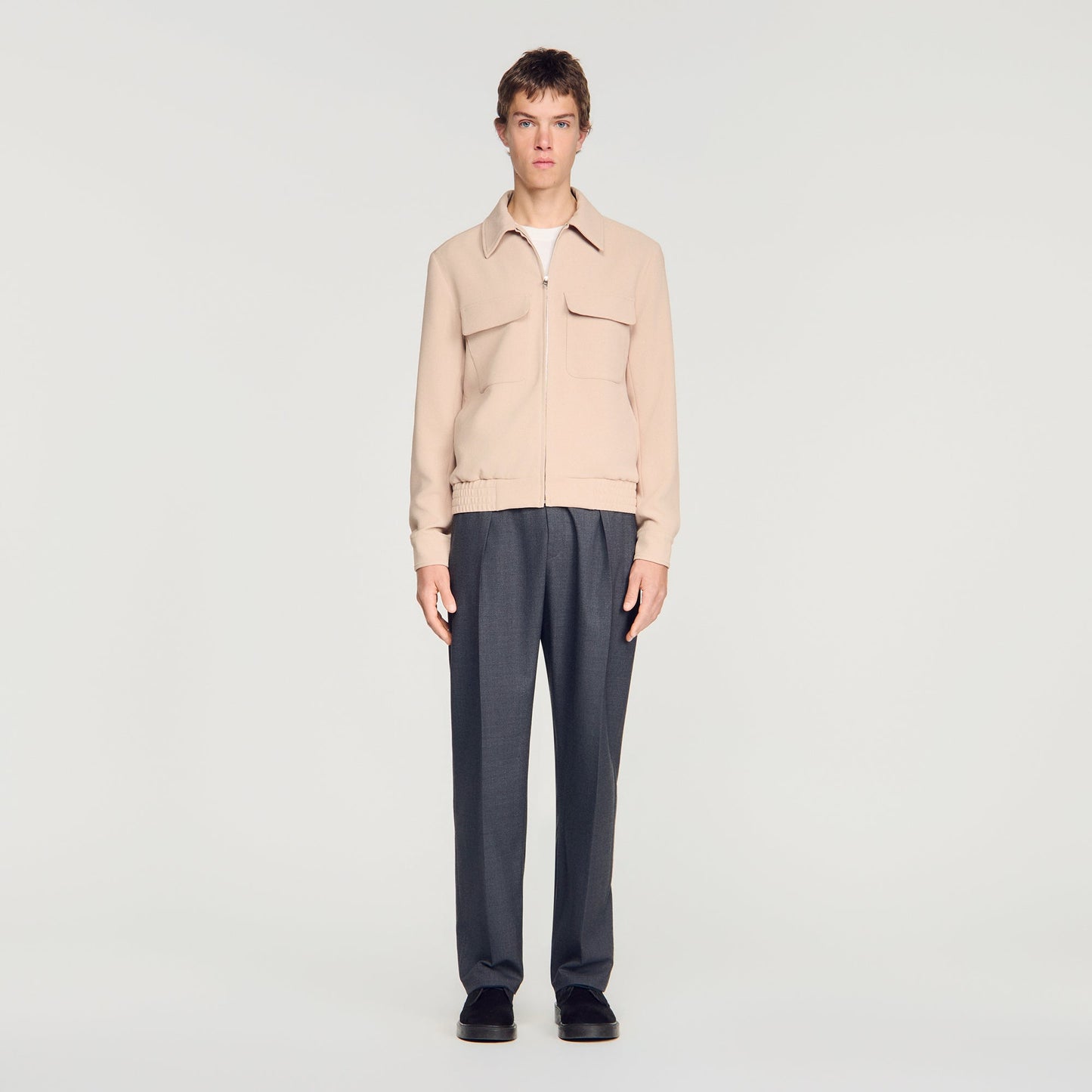 New Fifties Waffle-Effect Zip-Up Jacket Cappucino