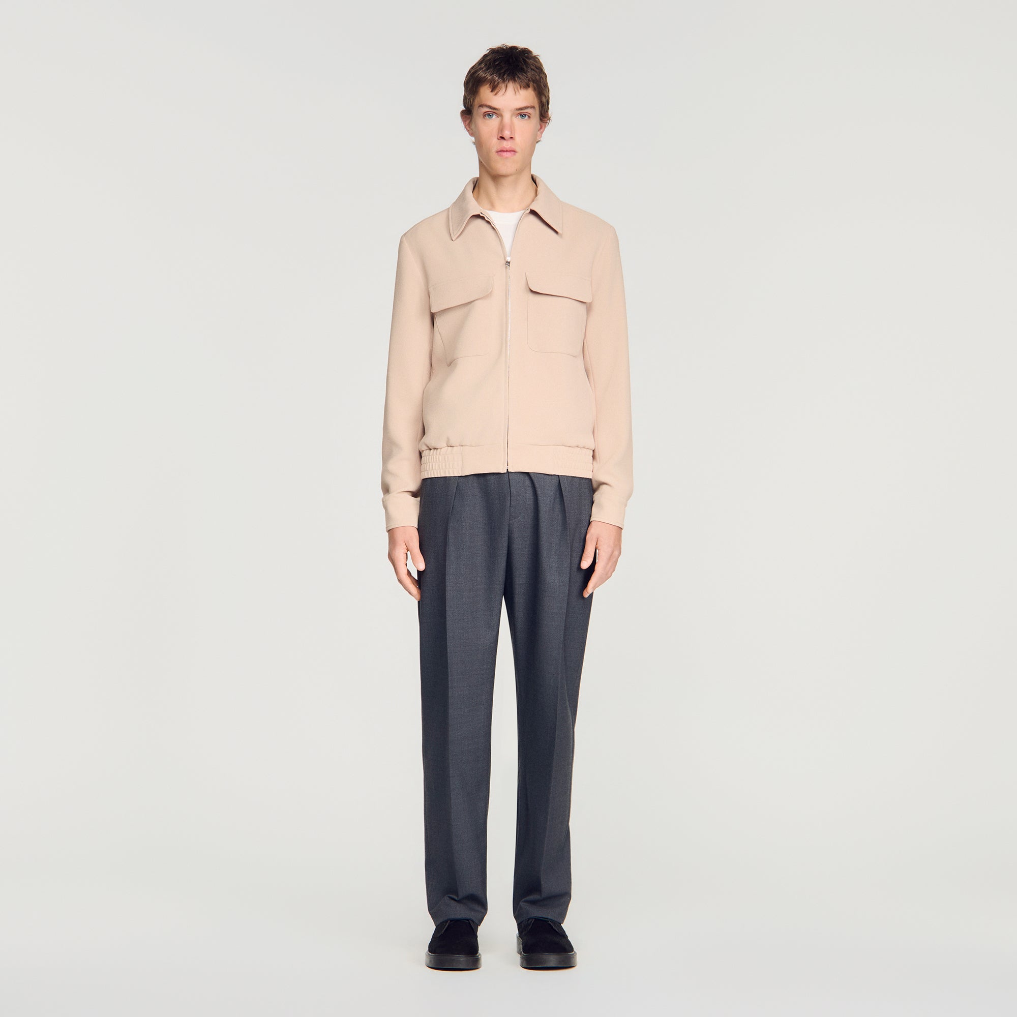 New Fifties Waffle-Effect Zip-Up Jacket Cappucino
