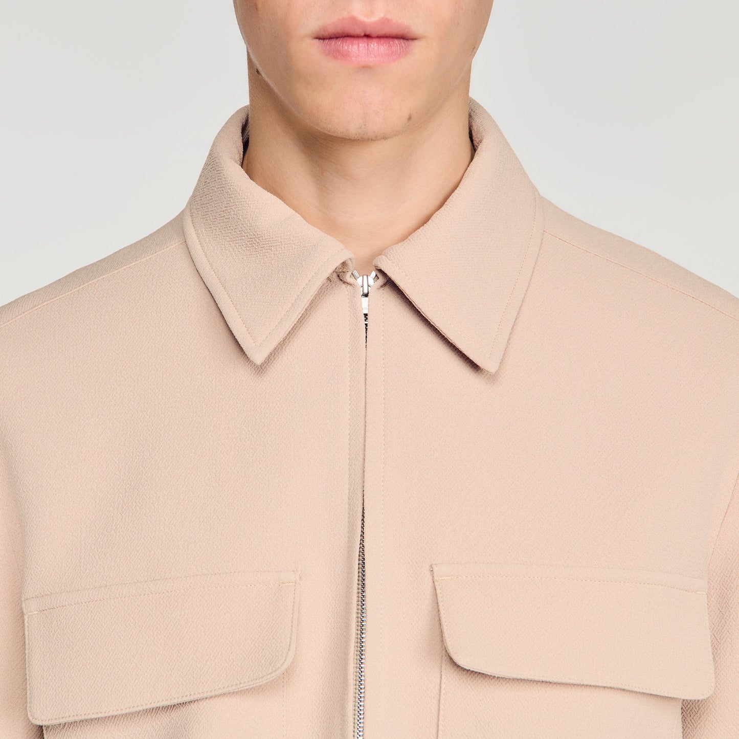 New Fifties Waffle-Effect Zip-Up Jacket Cappucino