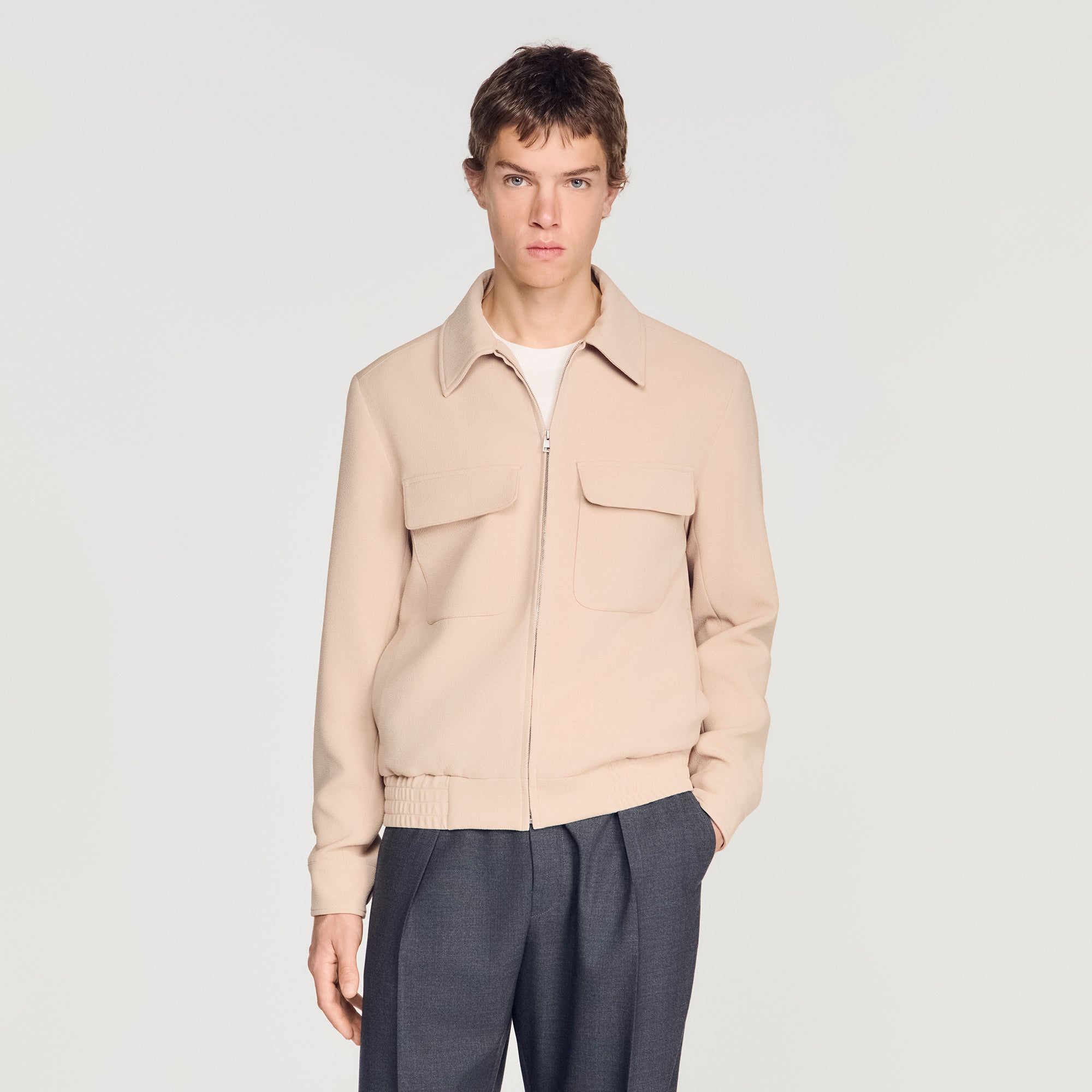 New Fifties Waffle-Effect Zip-Up Jacket Cappucino