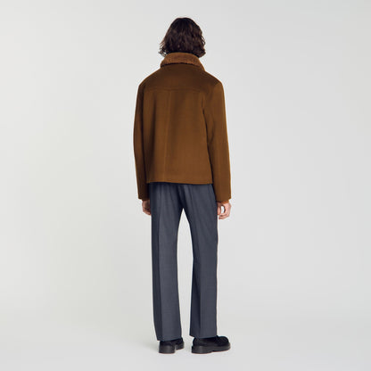 Minimal Aviator Wool zip-up jacket Camel