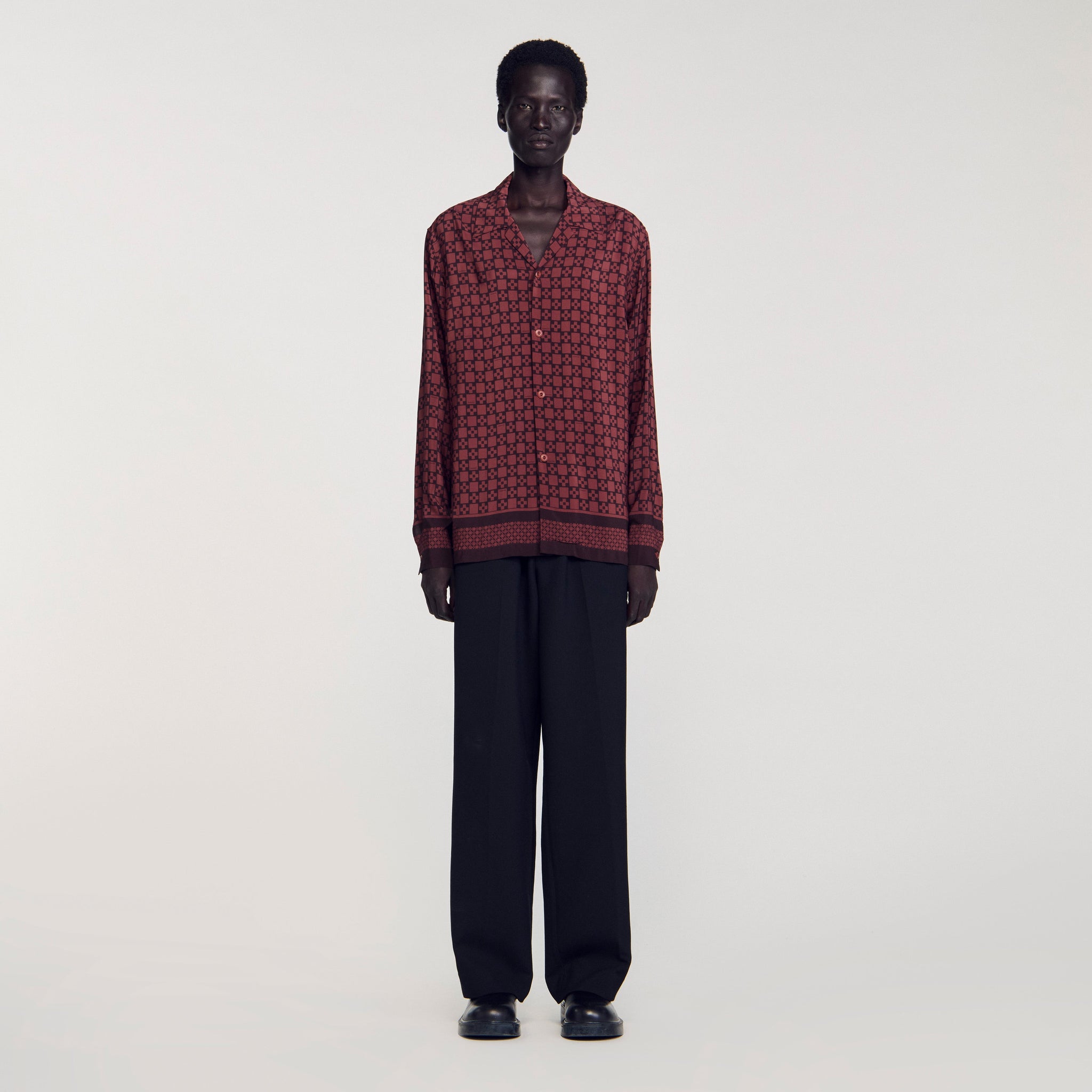 Square Cross Ml Printed Loose-Fit Shirt Cognac