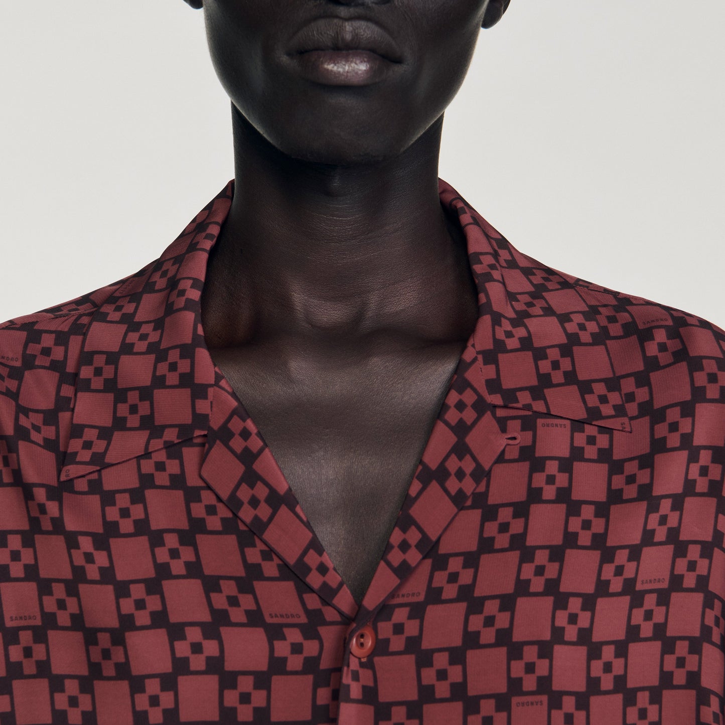 Square Cross Ml Printed Loose-Fit Shirt Cognac