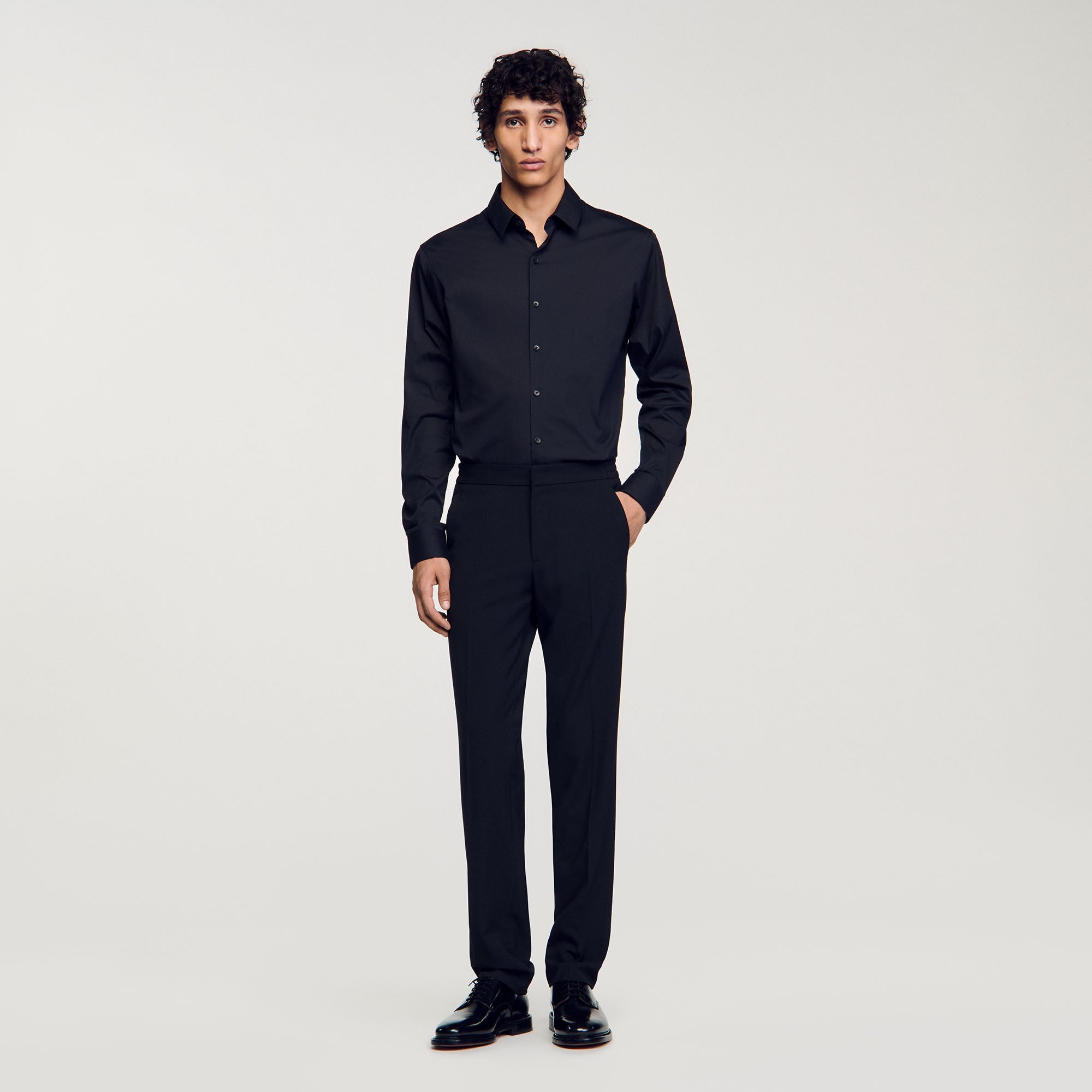 New Seamless Stretch Plain Shirt Black
