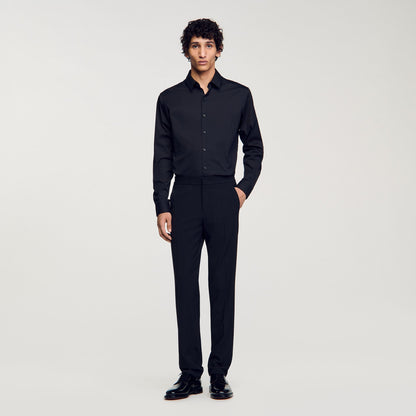 New Seamless Stretch Plain Shirt Black
