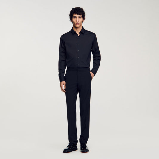 New Seamless Stretch Plain Shirt Black
