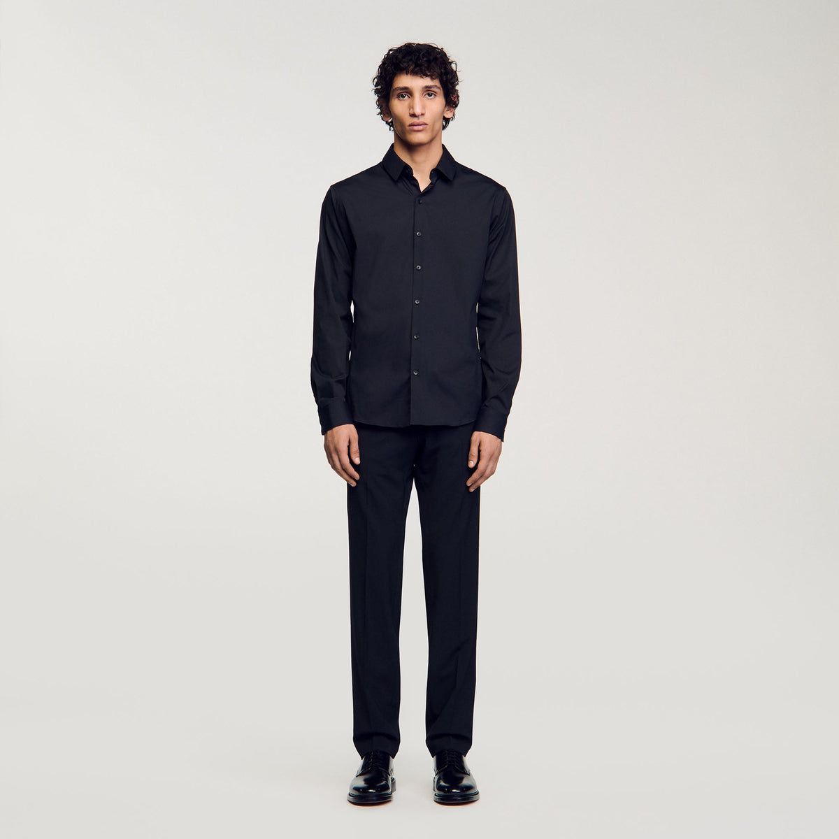 New Seamless Stretch Plain Shirt Black
