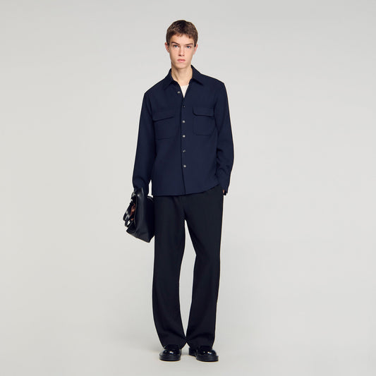 Joker Pocket Patch Pocket Shirt Navy Blue